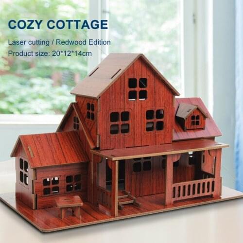 3D Wooden Puzzle Model Kit mechanical puzzles for adults Cozy Cottage House for Children Kids Gift
