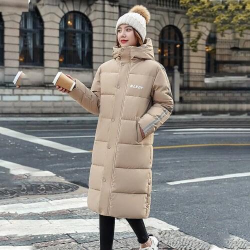 Long Parkas Winter Coat Women Fashion Lovers Solid Winter Jacket Women Cotton Padded Parka Zipper Outwear Hooded Female Jacket
