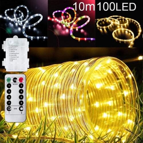 Battery String Lights Waterproof Led Fairy Lights Outdoor Wedding/party Garden Decoration Rope Tube 7 /12m 100 Led Garland Lamp