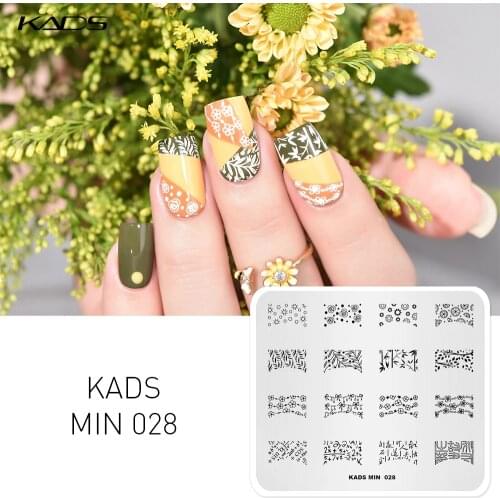 KADS MIN 028 Flower Bamboo Mathematics Shape Design Nail Art Stamping Plate Templates DIY Image Manicure Plate