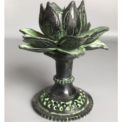 China bronze archaize lotus Candle Holders crafts statue