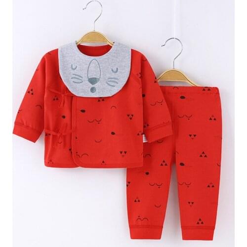 Newbron Baby Clothes 0-6M Baby Underwear Sets Long Sleeve Girl Boy Cotton Coat + Long Pants 2PC Outfit Infant Sleepwear Pajamas
