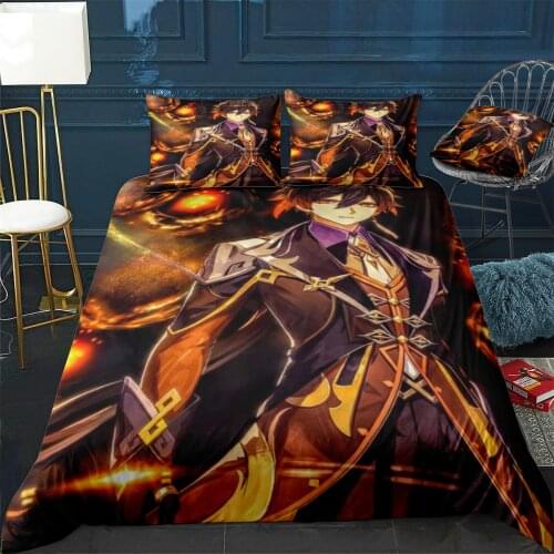 Genshin Impact Xiao Duvet Cover Comfortable Quilt Home Decora Design Universal Bedding Set Bedclothes+Pillowcase 3pcs