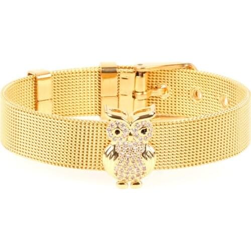 Red Trees Brand Design High Quality Stainless Steel Bracket For Women Adjustable Fashion Cute Owl Woman Bangles Drop Shipping