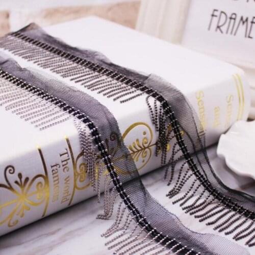 50yards Gold Silver Metal Chain Fringe Lace Trims DIY Handmade Sewing Clothing Lace Curtain Accessories Beads Chain Tassel Lace