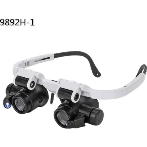 9892H-1 Magnifier Wearing Style Lamp magnifiers lupa Jewelry Watch Repair Magnifier Glasses With 2LED Lights Loupe Microscope