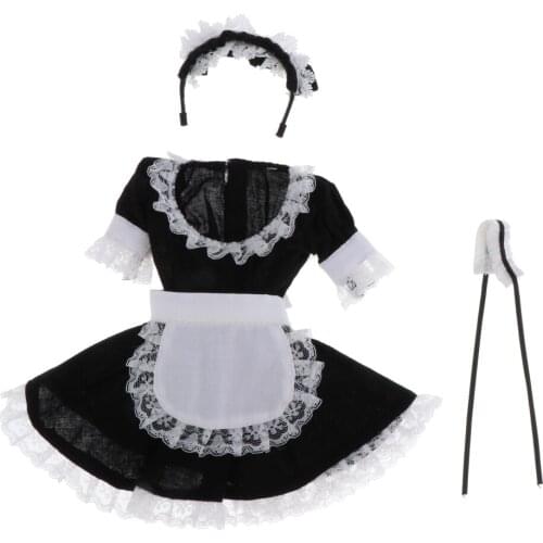 1/4 Scale Fashion Doll Cloth Maid Costume Lolita Dress Halloween Party Costumes for Girl Dolls