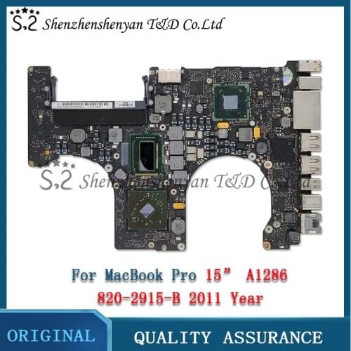 Original A1286 Motherboard For Macbook Pro 15.4" Logic Board i7 2.0GHz 2.2GHz 2.3 GHz 2.4GHz 2.5GHz 2011 Year 820-2915-A/B