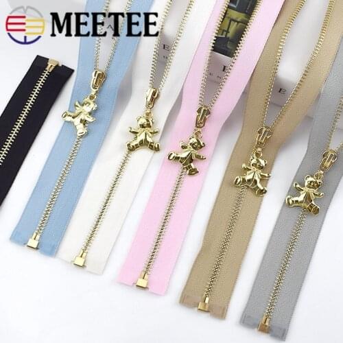 Meetee 2pcs 40-70cm 3# Metal Zippers Open-End Auto Lock Gold Zipper DIY Bags Purse Garment Decor Zip Sewing Accessories ZA049