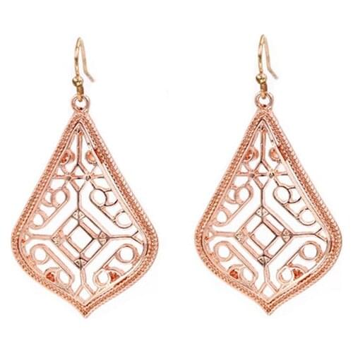 Fashion Tear Drop Dangle Earring Alloy Made Filigree Floral Waves Water Drop Earrings for Women