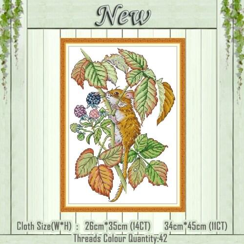Mouselet fruits cartoon animals painting counted printed on the canvas DMC 11CT 14CT kits Cross Stitch Embroidery needlework Set