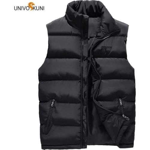 UNIVOS KUNI 2019 Men Warm Vest Winter Fashion Soild Color Slim Fit Brand Casual Business Thick Big Size 6XL Q6044