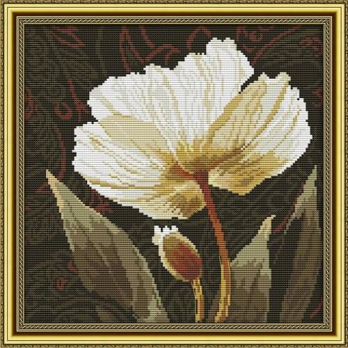 Joy Sunday White poppies Needlework 14CT11CT printed Cross stitch kits For Embroidery Counted Cross-Stitching embroidered crafts