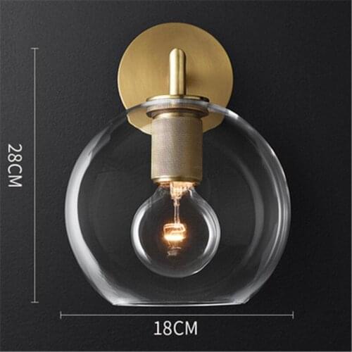 Postmodern Glass Ball Wall Lamp American Retro Simple Personality Bedside Living Room Corridor Staircase Lamp Bedroom Light