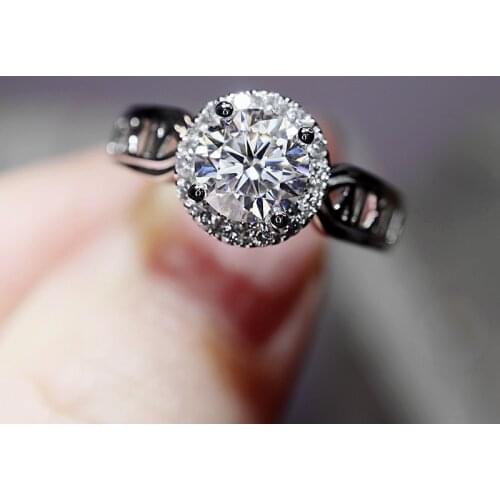 Genuine 925 Sterling Silver Ring for Women Natural 1CARAT Diamond Gemstone Bizuteria Silver 925 Jewelry Bague Ring Box Bizuteria