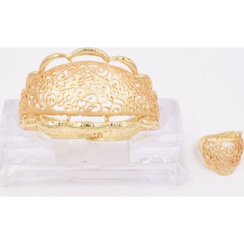 NEW High Quality Ltaly 750 Gold color Jewelry Set For Women african beads fashion Bracelet Ring jewelry