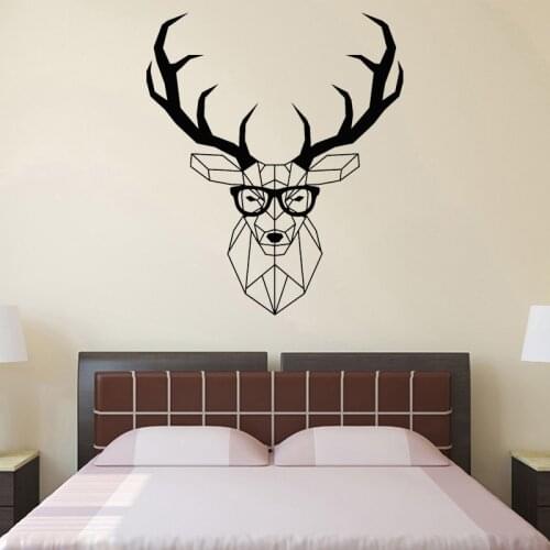 Polygonal Deer Wall Stickers Geometric Animal Decals Antlers Vinyl Wall Decal Living Room Home Decor Art Mural Hipster O283