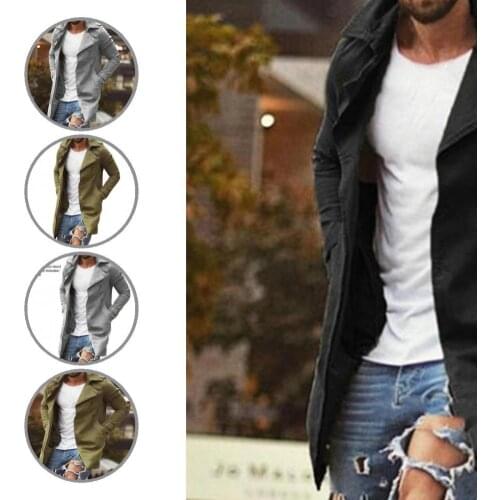 Trench Coat Fabulous Windbreaker Men Coat Slim Men Jacket Turn-down Collar for Work
