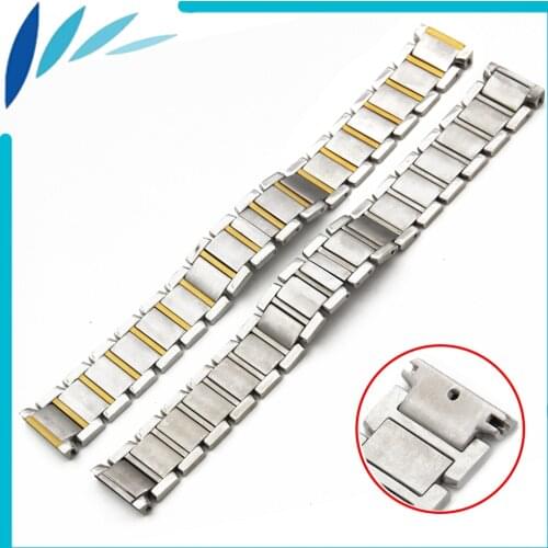 Stainless Steel Watch Band 15mm 20mm for Cartier Butterfly Clasp Strap Loop Wrist Belt Bracelet Silver + Tool
