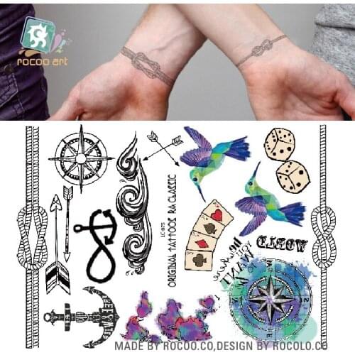 Rocooart LC875 Compass Fake Tattoo Multi Style Temporary Tattoo Sticker For Women Body Art Tatuagem Flash Taty Watercolor Tatoo