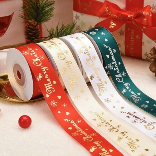 Christmas Gift Wrapping Ribbon Thread Decoration Ribbon Hand-printed Ribbon Flower Cake Box Strapping Holiday Supplies