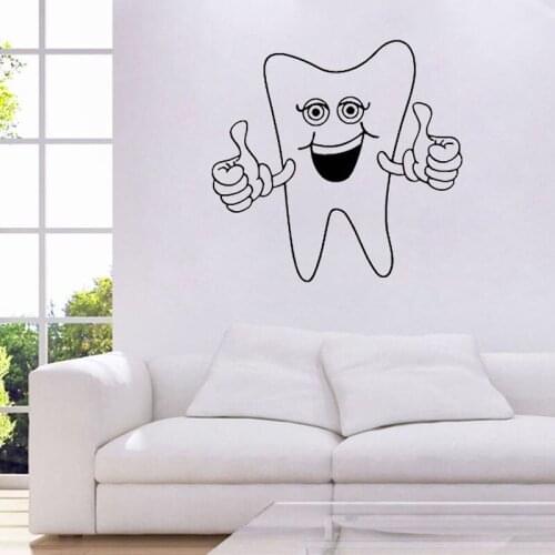 Happy Tooth Smiling Wall Sticker Home Decor Bathroom Wall Decal Dentist Dental Clinic Wallpaper Kids Children Room Decoration