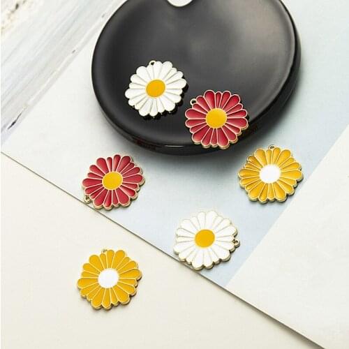 SEA MEW 20 PCS 25mm Fashion Metal Alloy Gold Drops Of Glaze Earring Pendant Charm For Jewelry Making