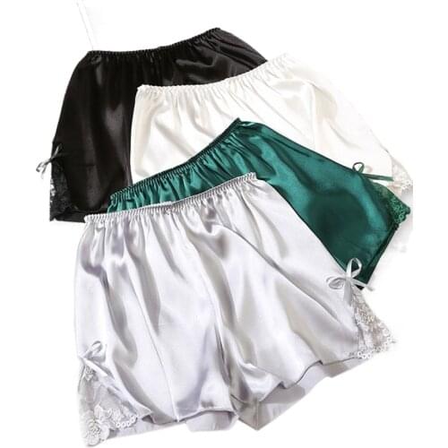 Hot Silk Satin sleepwear women Sexy Underwear Comfortable Solid Color Soft Men Sleepwear Boxers Shorts Hombre 2021 pajama pants