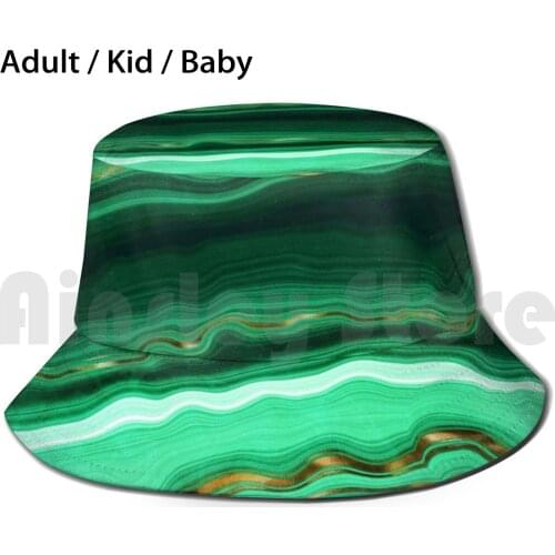 Green And Gold And Mint Veined Malachite Gemstone Sun Hat 3220 Bucket Hat Green Stone Malachite Texture