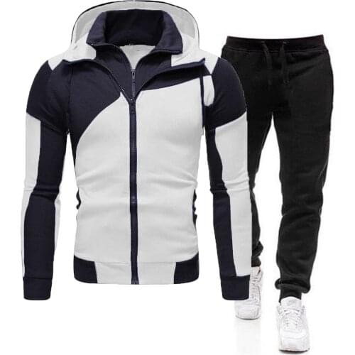 Autumn Winter Mens Tracksuit 2 Piece Sportswear Fitness Clothes Zipper Hoodies Pants Sets Workout Sports Running Coat Jackets