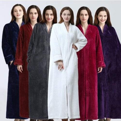 Women Robes Winter Warm Coral Fleece Nightdress Sleepwear Female Home Clothes Simplicity Oversize Dressing Kimono Hotel Bathrob