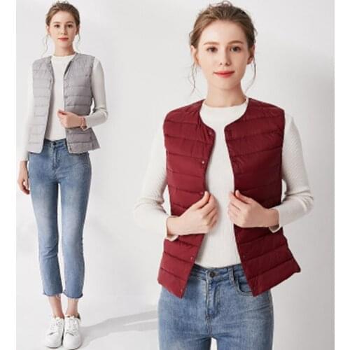 2020 Winter Woman White Duck Down Vest Women Outerwear Ultra Light Womens Vest Sleeveless Females Warm Vest Winter
