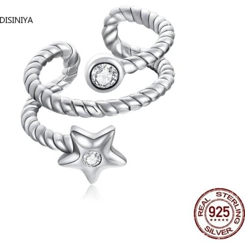 1 PC 925 Sterling Silver Star Ear Clip Ear Cuff Zircon Clip On Earrings Without Piercing Earrings Fashion Jewelry SCE1135