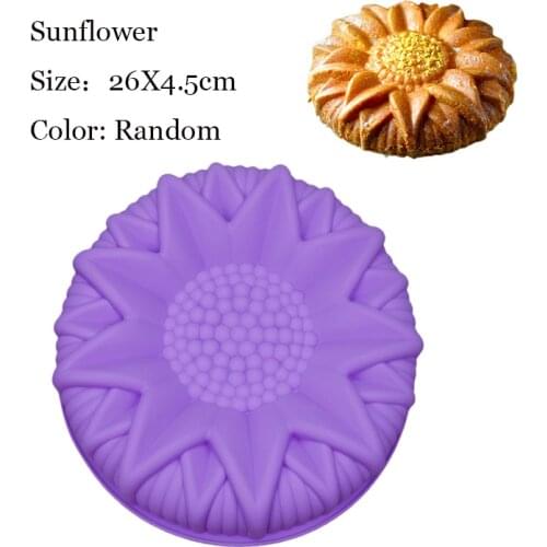 10 inch Round Sunflower Silicone Birthday Cake Baking Pans Handmade Bread Loaf Pizza Toast Tray Silicone Cake Molds