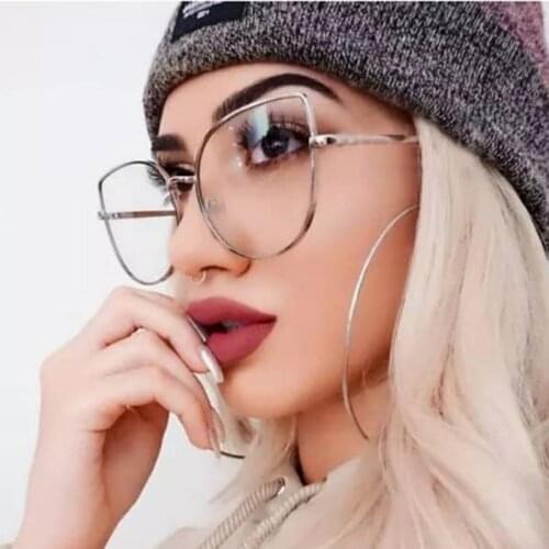 2020 Vintage Oversized Cat Eye Clear Glasses Women Brand Design Transparent Optical Lens Big Frame Computer Eyeglasses S223