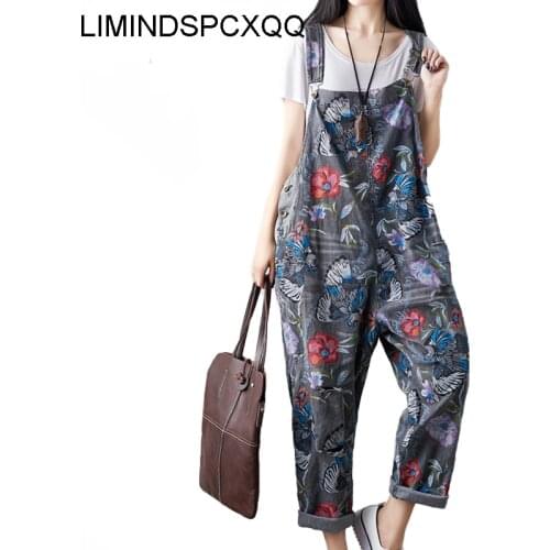 LIMINDSPCXQQ 2021womens Informal Bleached Pants, Retro Loose Jeans,Stitching Cropped Trousers Womens Plus Size Denim Overalls