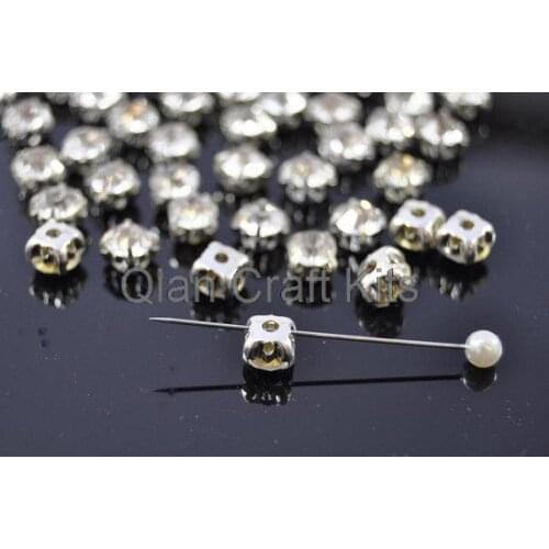 500pcs 4mm sew-on A+grade Loose Clear Crystal Silver Cup individual beads