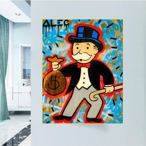 Alec Monopoly Money Graffiti Art Paintings Print For Living Room Posters and Prints On The Wall Art Picture Modern Home Decor