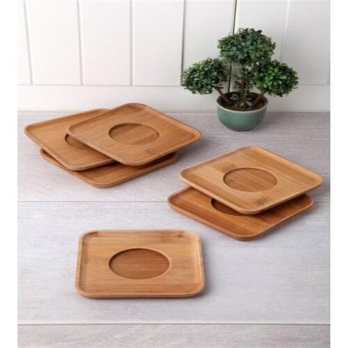 EminHome Bamboo Tea Plate 6 PCs Quality Practical tea coffee kitchen guest tableware tableware