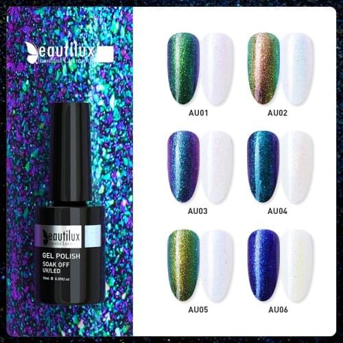 Beautilux Nail Gel Polish Aurora Opal Glitter Color Gel Nail Varnish Soak Off UV LED Nails Art Design Gel Nail Lacquer 10ml