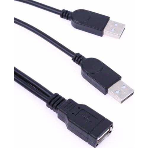 Dual USB 2.0 A Male to USB Female Splitter Extension Cable