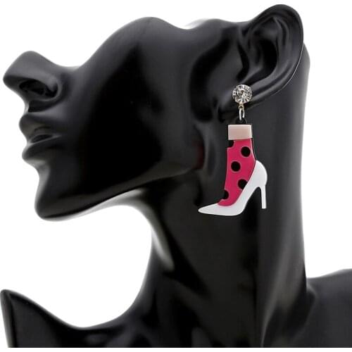 Statement Acrylic High Heels Shoes Earrings For Women Personality Stockings Socks Long Dangle Earrings Party Fashion Jewelry
