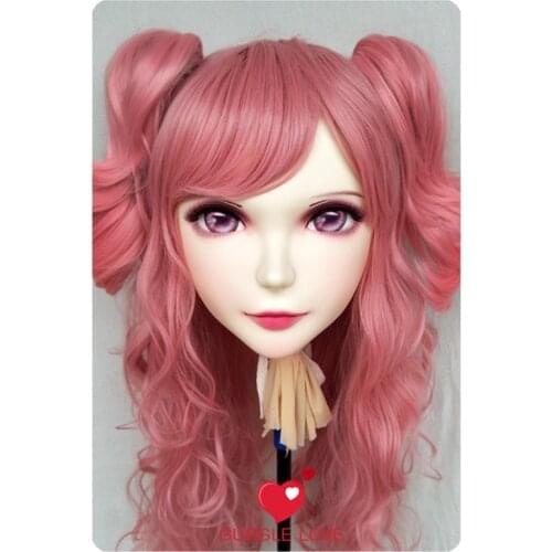 GL050) Sweet Girl Resin Half Head BJD Kigurumi Mask With Eyes Cosplay Anime Role Lolita Mask Crossdress Doll