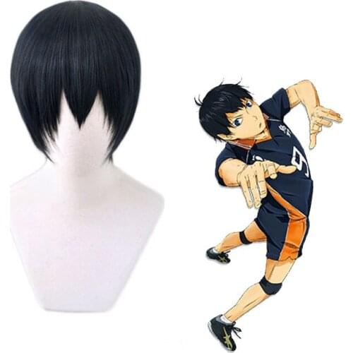 Haikyuu!! Tobio Kageyama High School Volleyball Club Kageyama Tobio Short Black Heat Resistant Synthetic Hair Cosplay Costume Wi