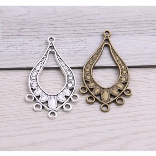 SWEET BELL 20pcs 25*46mm Two Color Zinc Alloy Hollow Water droplets Connectors Pendants Jewelry Making DIY Handmade Craft