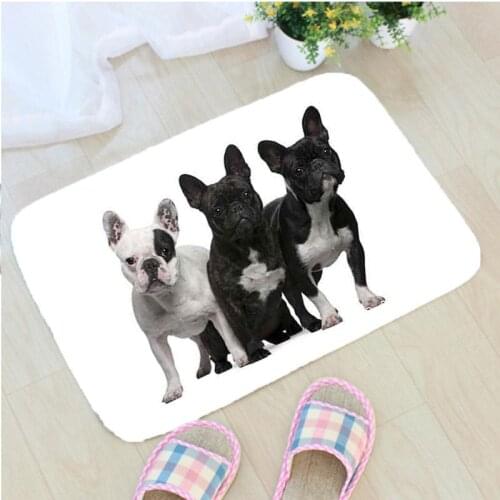 Creative French Bulldog Door Mat Bulldog Printed Flannel Fabric Floor Mat Cute Dog Home Decor Non-slip Doormat Tapis de porte