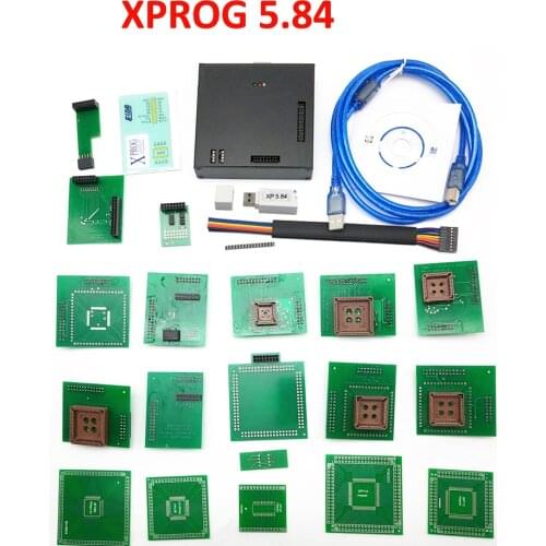 Best V5.84 Xprog-M BOX X-prog 5.84 Auto ECU Chip Tuning Programmer with USB Dongle Better Than Xprog V5.55 Full Adapters