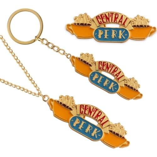 TV Series Friends Keychain Central Perk Coffee Time Metal pendant Key chain car keyring Christmas Gifts for Friends keys holder