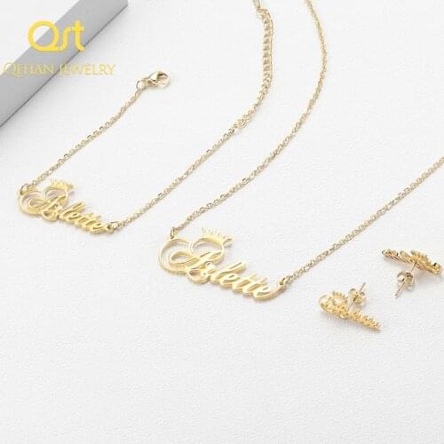 3PCS Bridal Jewelry Sets Necklaces Earrings Bracelet Sets Custom name Wedding Engagement Jewelry for women