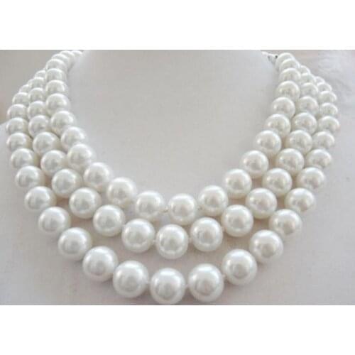 Charming 10mm AAA white shell pearl necklace 50"